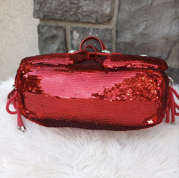 Coach Red Sequin Poppy Spotlight Tote Shoulder Bag - Picture 9 of 16